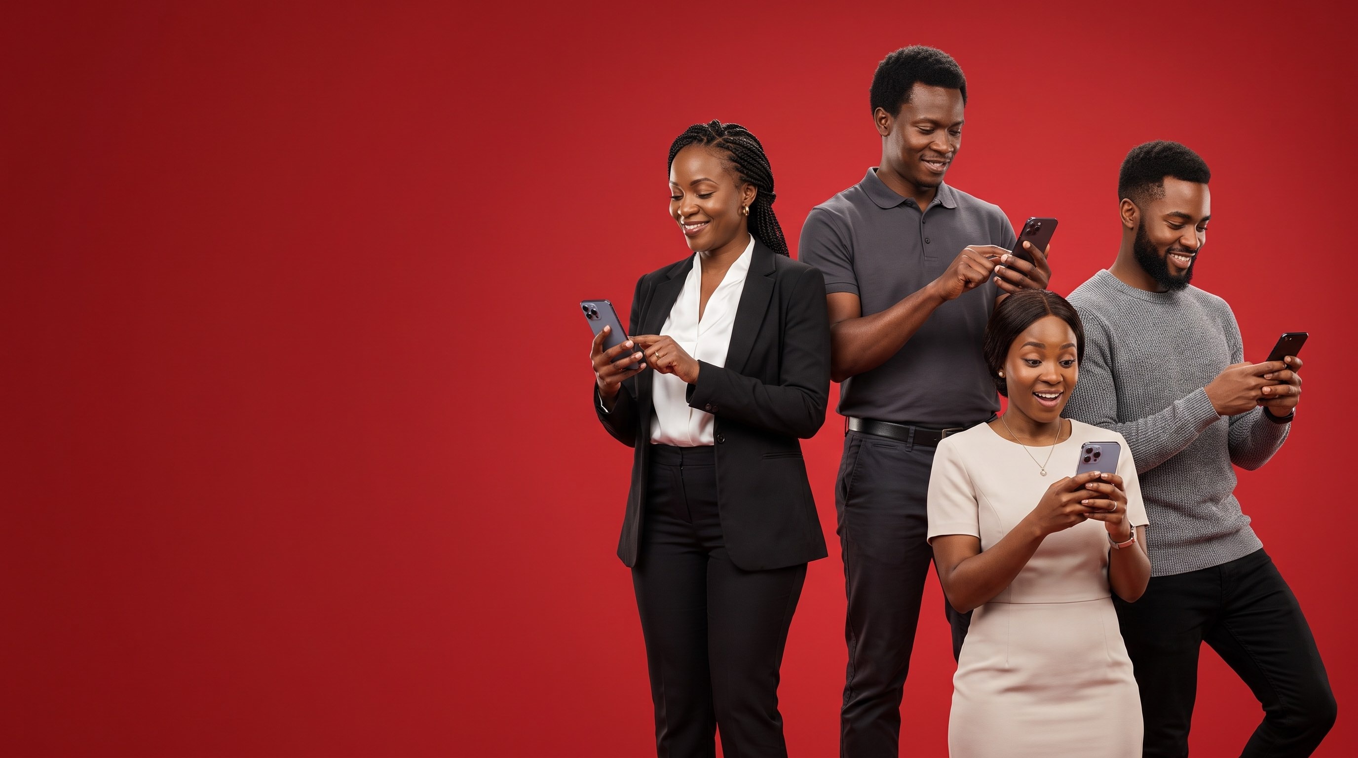 Ugandan business professionals receiving messages on their phones